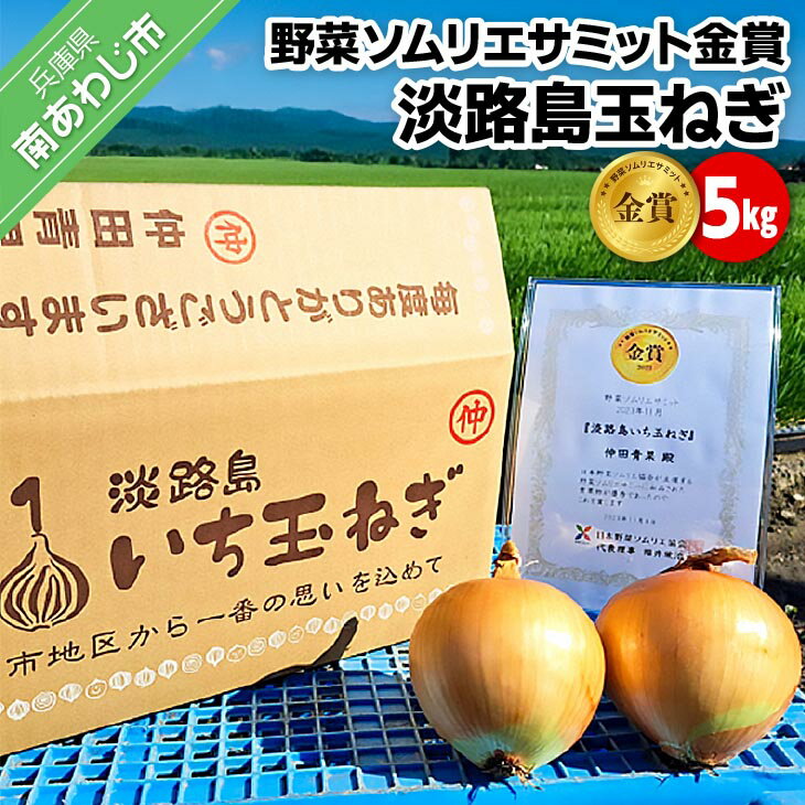 【ふるさと納税】野菜ソムリエサミット金賞淡路島玉ねぎ5kg【仲田青果の淡路島いち玉ねぎ】◆配送6月中旬～翌年2月下旬