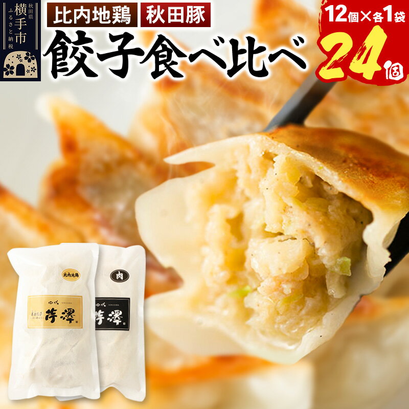 【ふるさと納税】肉餃子＆比内地鶏餃子食べ比べセット（12個入×各1袋ずつ）