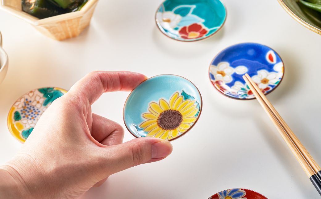 九谷焼【愛らしい5枚】姫皿（はしおき）四季の花 箸置き【打田平太郎商店】