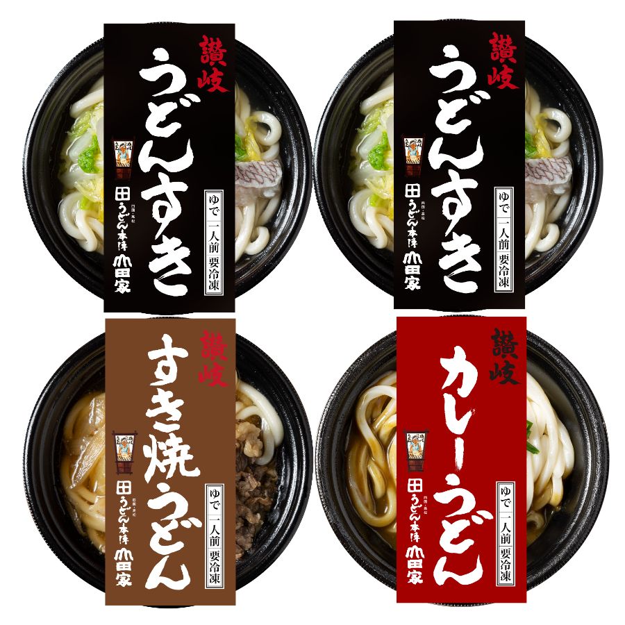 レンジで簡単　讃岐うどん3種の鍋詰合せ（うどんすき520g×2、すき焼うどん500g・カレーうどん480g×各1）