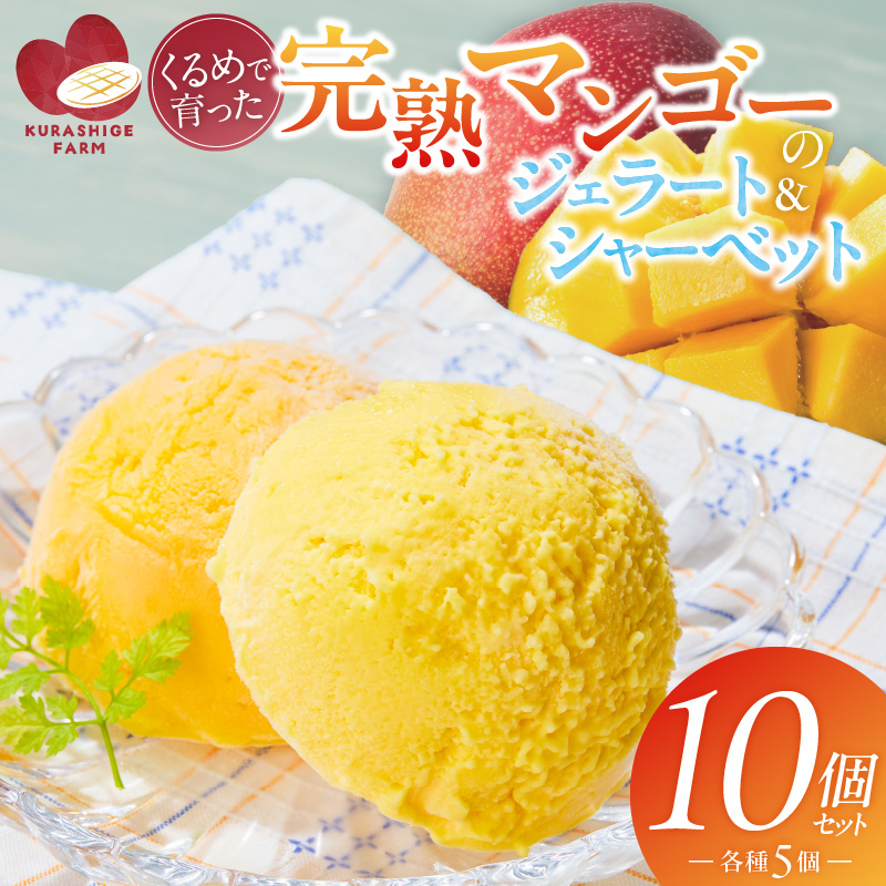 【2026年7月お届け】完熟マンゴーのジェラート＆シャーベット130ml×10個入り _Dw012-10