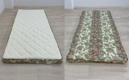 綿スムース生地を使用した羊毛100％わた入三層構造の『もっといい敷布団』  100×210cm 寝具 敷き布団 布団 シングルロング 羊毛 新潟市 新潟 ブルー