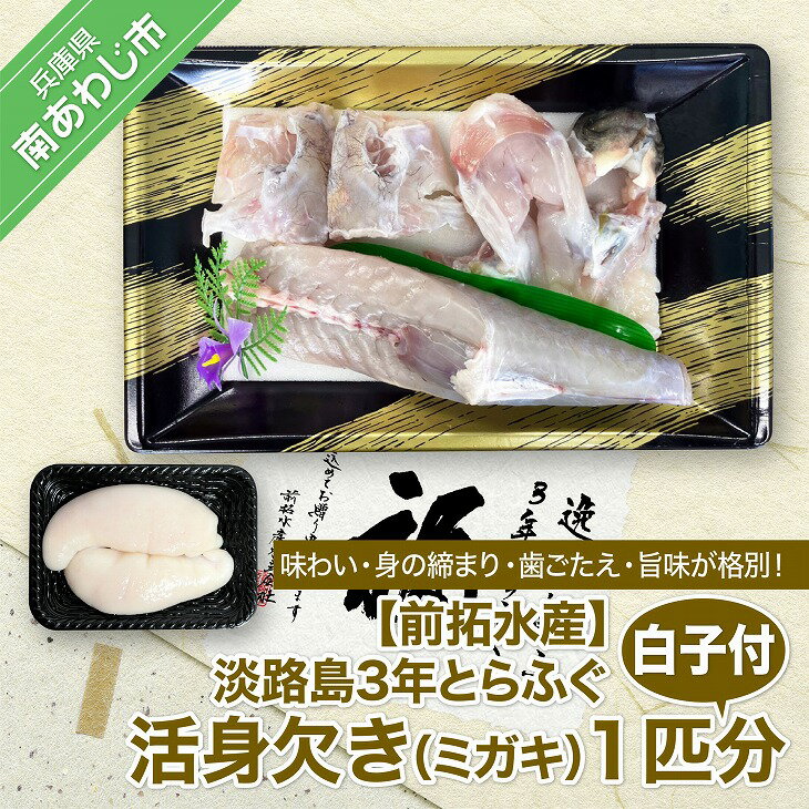 【ふるさと納税】【冷蔵】淡路島3年とらふぐ活身欠き【ミガキ・1匹分】白子付◆配送12月1日～2月28日