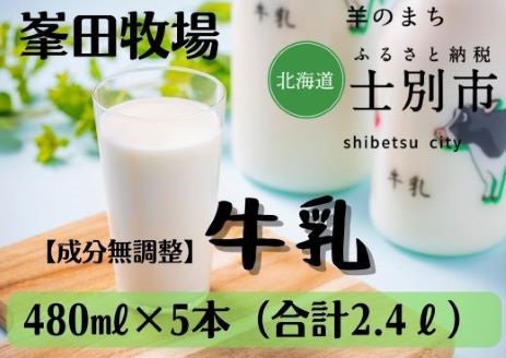 【北海道士別市】峯田牧場の牛乳　480ml×5本