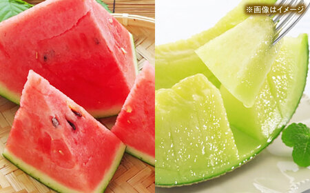 【先行予約】 小玉スイカ＆amp;肥後グリーンメロンの食べ比べ 各1玉（計2玉 約3.5kg） すいか 小玉 メロン グリーンメロン 熊本 フルーツ 野菜 果物 【日本フルーツ株式会社】[ZFJ040
