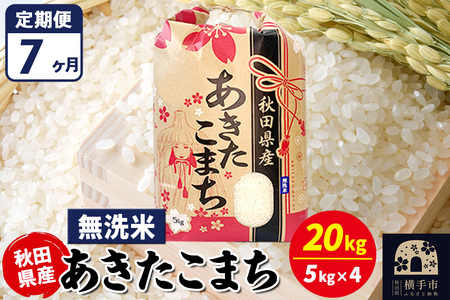 《定期便7ヶ月》あきたこまち 20kg【無洗米】令和7年産 秋田県産 こまちライン