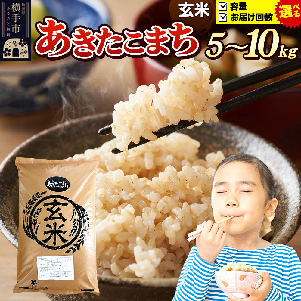 【ふるさと納税】《令和7年産》《選べる容量×お届け回数》 米 あきたこまち 5kg・10kg（5kg小分け袋） 【玄米】 秋田県産
