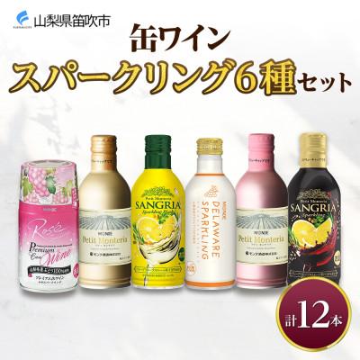 ふるさと納税 笛吹市 缶ワイン スパークリング 6種 飲み比べ 各2本 計12本 モンデ酒造 山梨県 笛吹市