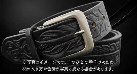 牛革ベルト アンティーク黒染め+黒【太さ40mm / 厚さ3.7mm / L(130cm)】 [BE048ya-L]