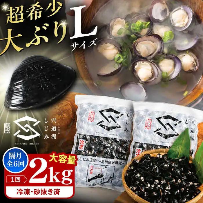 しじみ 【2ヶ月ごと全6回定期便】宍道湖産ヤマトシジミ(冷凍砂抜き済み)Lサイズ1kg×2袋(2kg) 島根県松江市/宍道湖漁業協同組合[ALAZ004] しじみ しじみ