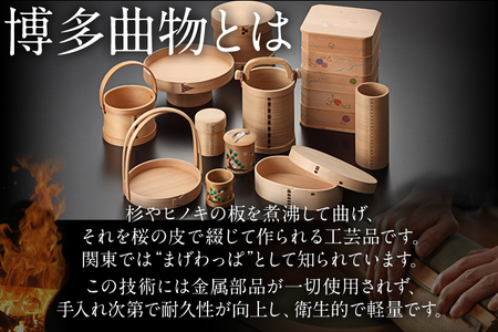 だえん弁当箱（中） 博多伝統工芸 博多 曲物 杉 桜皮 お弁当 曲げわっぱ わっぱ弁当 国産 日本製 ランチボックス 木製 おしゃれ 送料無料