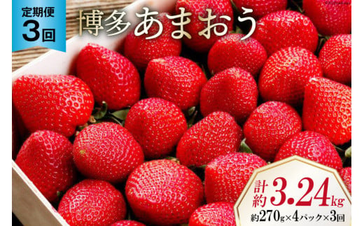 
【先行受付】 【3回 定期便 】 いちご 博多 あまおう 約270g×4パック×3回 総計約3.24kg [エイチアンドフューチャーズ 福岡県 筑紫野市 21760527] 果物 フルーツ 苺 農家直送 朝どり 新鮮 福岡県産 期間限定
