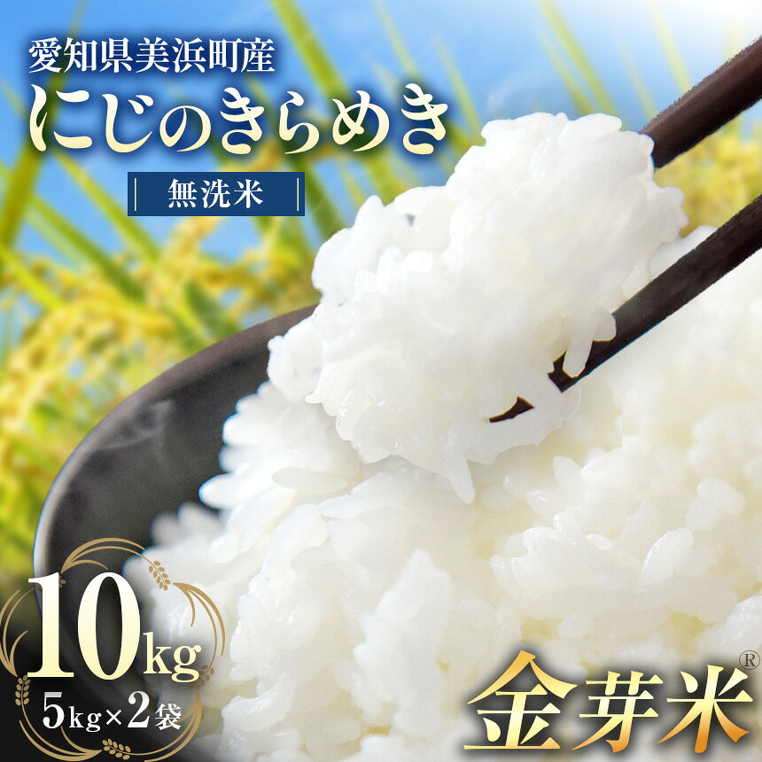 【ふるさと納税】【 金芽米 】愛知県 美浜町産 にじのきらめき 5kg×2袋 無洗米｜無洗米 きんめまい 米 お米 おにぎり 弁当 栄養 白米 玄米 精米 美味しい おいしい 時短 国産 愛知県 美浜町 糖質オフ BG無洗米 ※北海道・沖縄・離島への配送不可