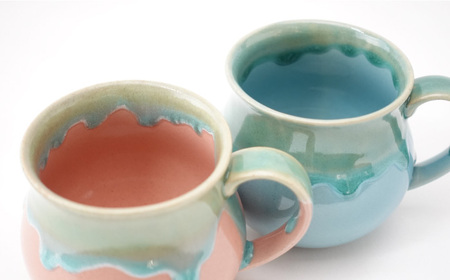【波佐見焼】Folk Design 白釉流し ピンク＆ブルー ペア アロママグ 食器【玉有】[IE42] 波佐見焼