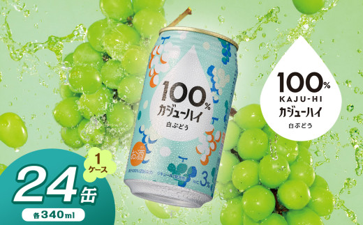 100％カジューハイ白ブドウ 340ml × 24本 | ふるさと納税 缶チューハイ 缶酎ハイ 白ブドウ アルコール 3％ カロリー低い 喉越し 爽快 爽やか 洋酒 人気 酎ハイ サワー パーティー 送料無料 下野 栃木