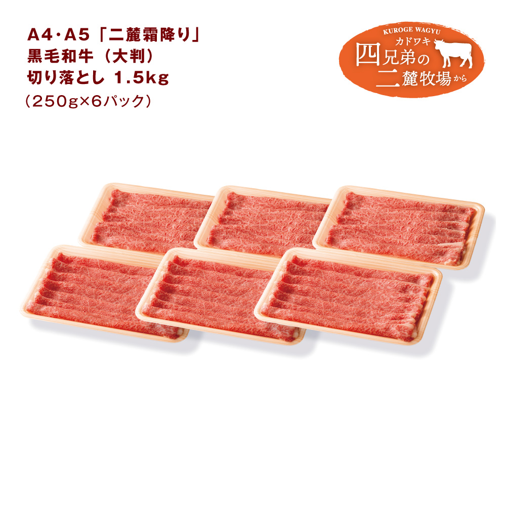 A4･A5「二麓（にろく）霜降り」黒毛和牛（大判）切り落とし 1.5kg（250g×6）ニセコ連峰と鈴鹿山脈、二つの麓（ふもと）で育てた脂の質にこだわった美味しい霜降りをリーズナブルに_イメージ5