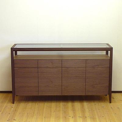 ふるさと納税 大川市 ウォールナット材のガラストップリビングボード 幅140cm　ウォールナット材・オイルフィニッシュ |  | 01