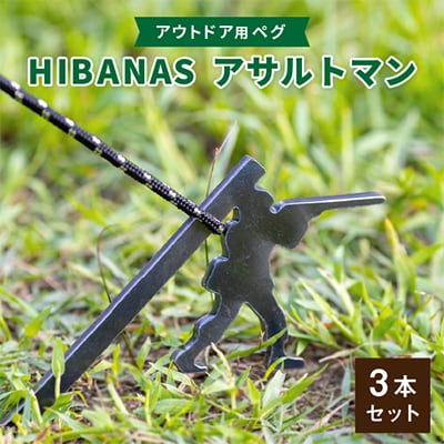 
            ＜HIBANAS＞端材を熟練の職人がよみがえらせたアウトドア用ペグ　アサルトマン・3本セット【1217202】
          