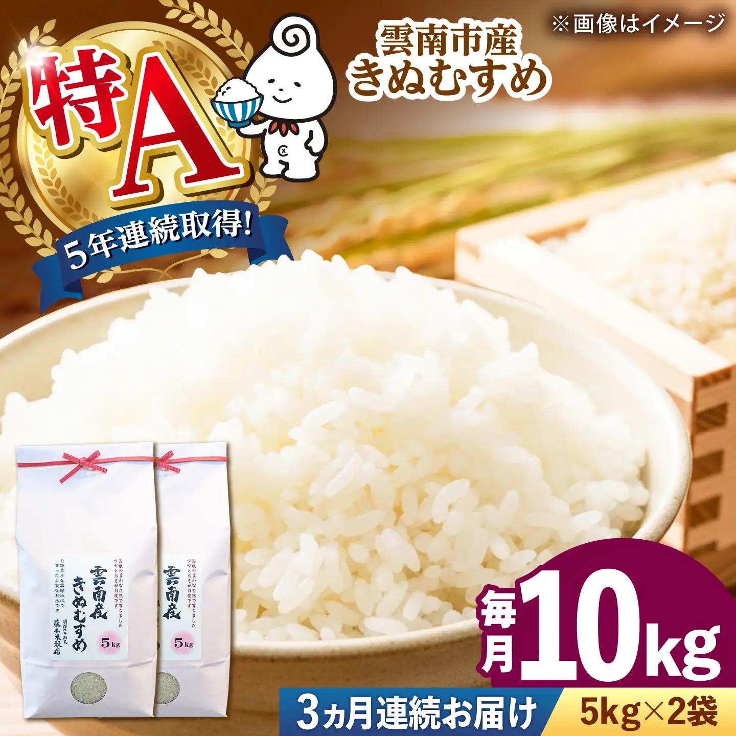 【全3回定期便】雲南市産きぬむすめ 10kg（5kg×2袋）[AIDB103] きぬむすめ