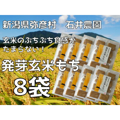 【ふるさと納税】ぷちぷち食感がたまらない「発芽玄米餅」　8袋　新潟県弥彦村産「こがねもち」100%使用【1554476】