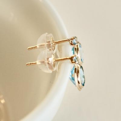 ふるさと納税 甲府市 【ジュエリー】K10 イエローゴールド ブルートパーズ 縁どり ピアス 保証書付 SE-2857 |  | 02