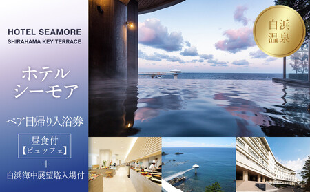 ［SHIRAHAMA KEY TERRACE ホテルシーモア］ペア日帰り入浴券 昼食《ビュッフェ》+ 白浜海中展望塔入場付