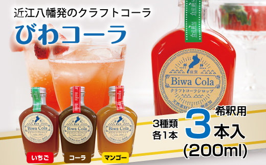 クラフトコーラ びわコーラシロップ3本セット【DC04U】