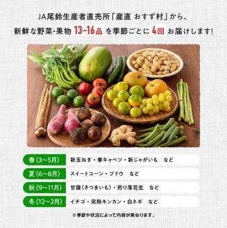 【定期便】産直おすず村 季節の野菜と果物 厳選 詰め合わせセット（大） 全4回【旬野菜 フルーツ 直売所 産地直送 宮崎県産】[G3804]