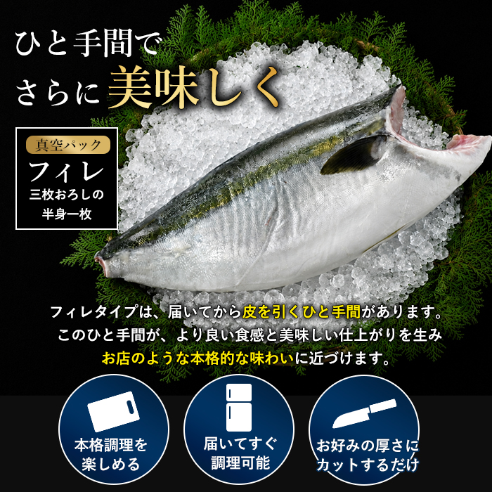 ＼先行予約／【10月以降順次発送】『旅サラダ』で紹介ぶりの王様「 鰤王 」 フィレ 半身 フィレ1枚 産地直送 新鮮 旨味が抜群の 長島町 特産品 ブランド ぶり 鰤 ブリ 切り身 真空 冷蔵 刺身 