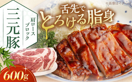 三元豚 肩ロースブロック600g《喜茂別町》【平田牧場】 肉 豚肉 ロース ブロック ローストポーク 煮豚 酢豚 煮物 冷凍配送[AJAP074]