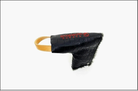 【ブラック】博多革工房HOMMONが作ったゴルフパター用ヘッドカバー【クロコダイル】