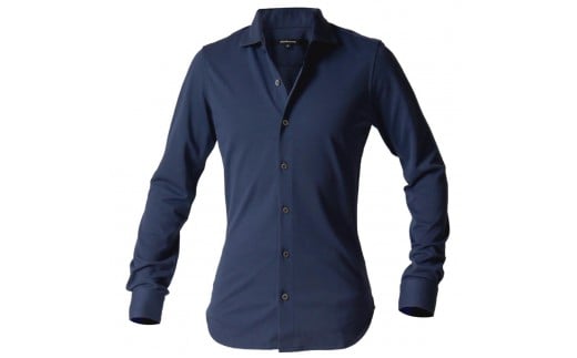 DJS-002 decollouomo メンズドレスシャツ長袖（生地／コンコルド）ネイビー／Sサイズ