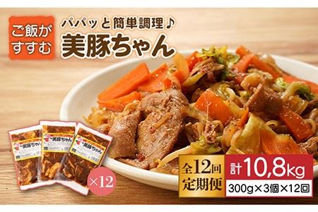 【全12回定期便】 美豚ちゃん 300g×3個セット 豚丼 どんぶり 冷凍食品 レトルト 【長崎フードサービス】 [PEL010]