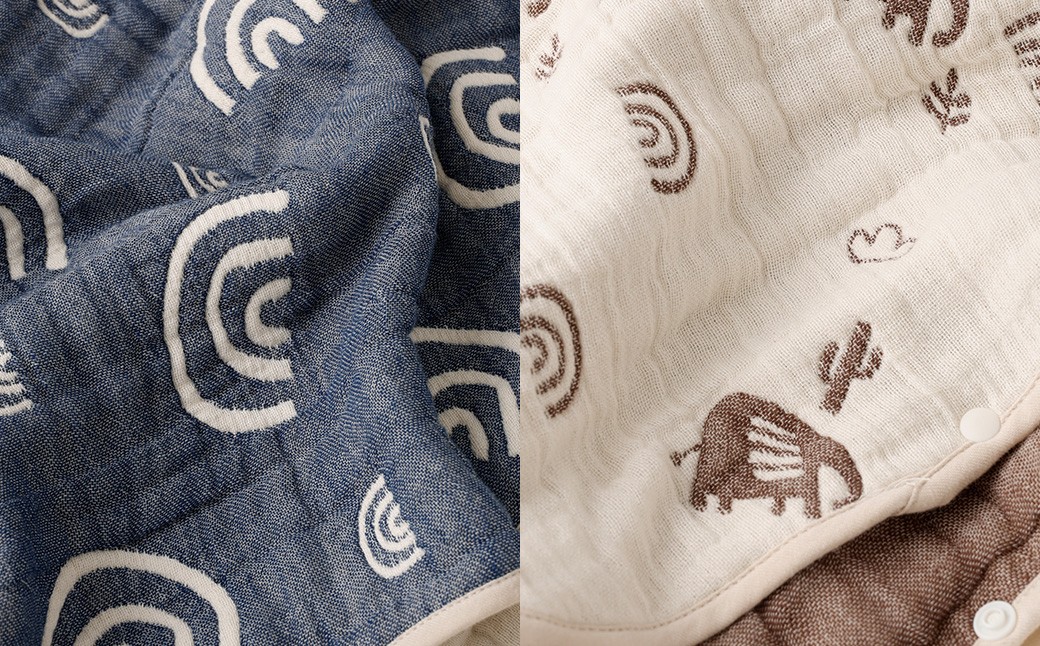 6重ガーゼ織スリーパー×2枚 （ベージュ・ネイビー）