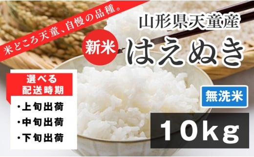 07-01-160-11B　はえぬき 無洗米10kg　[2025年11月中旬発送・令和7年産]