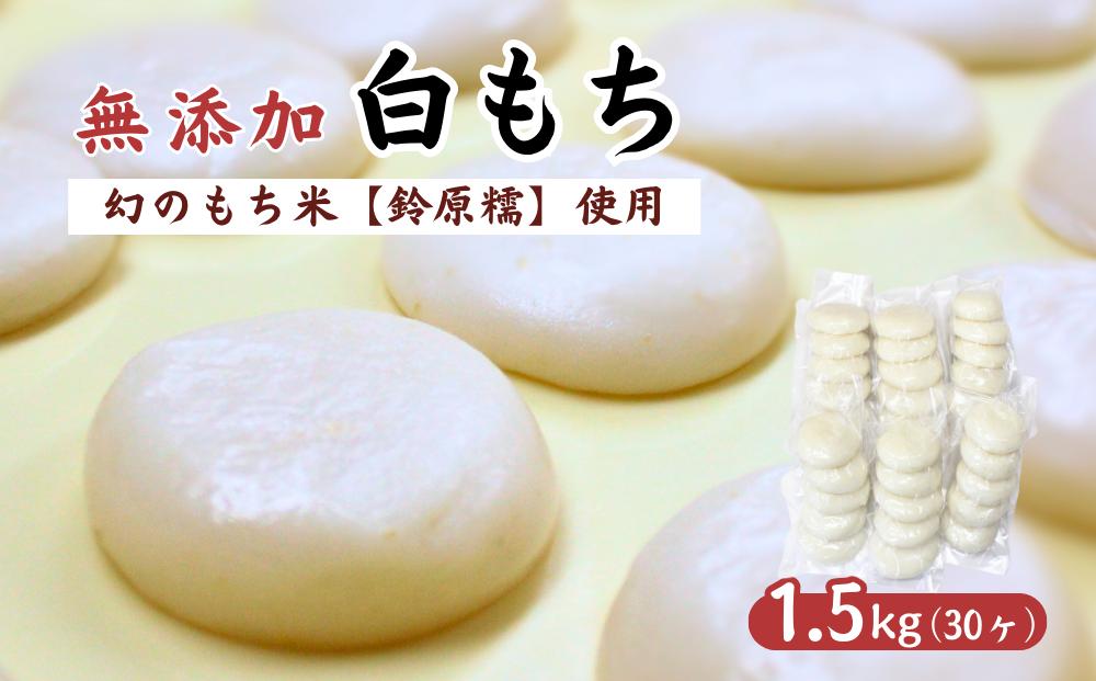
            希少品種「鈴原糯」100％使用 無添加 白もち 30個 計1.5kg｜丸餅 真空パックでお届け AL1-5
          