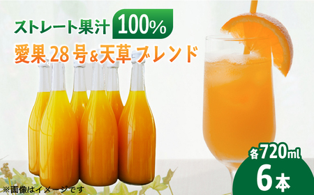 あいか＆天草ブレンド 果汁100％ ジュース 720ml×6本 | 愛果28号 紅まどんな と同品種 果汁100% 無添加 ストレートジュース 数量選択可 みかんジュース 果汁100% みかんジュース ストレート 100% ジュース 柑橘 果汁飲料 みかんジュース NPO法人農音 愛媛県 松山市 中島【NO108】