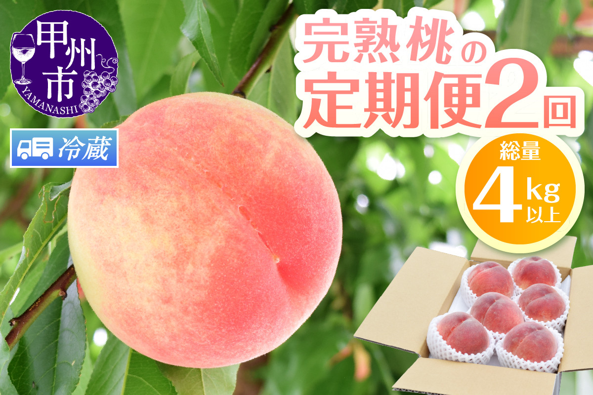 
            【定期便】完熟桃食べ比べ 2kg以上×2回送り【2025年発送】（HK）C1-442【桃 もも モモ 令和7年発送 期間限定 山梨県産 甲州市 フルーツ 果物】
          