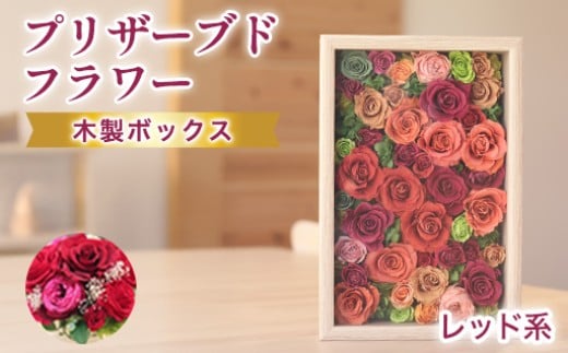 プリザーブドフラワーアレンジ(額装）大　(赤系)
