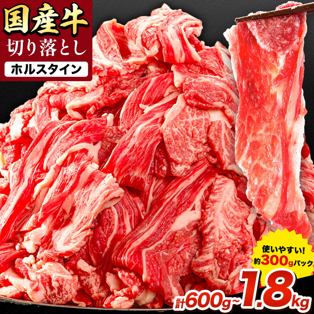 【ふるさと納税】牛肉 肉 国産牛 切り落とし ホルスタイン 大容量 小分け 600g～1.8kg 1パック 300g 定期便 有 3ヶ月 6ヶ月 《出荷時期をお選びください》岡山県産 岡山県 笠矢掛市 お肉 にく カレー 牛丼 牛肉 切り落し 小分け 切落し 牛肉 小分け 牛肉