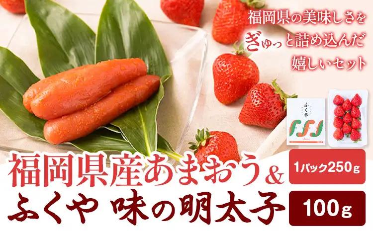 福岡県産あまおう & ふくや味の明太子 100g 南国フルーツ株式会社《12月上旬-3月末頃出荷》福岡県 小竹町 あまおう いちご めんたいこ 明太子 セット 送料無料【配送不可地域あり】