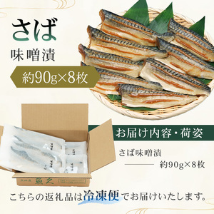 【京粕漬 魚久】さば味噌漬 8枚（2枚入×4パック）　約720g　冷凍保存可/　魚久　さば　鯖　サバ　味噌漬け