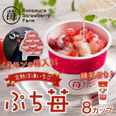 ふるさと納税 宇土市 熊本県宇土産 完熟冷凍いちご「ぷち苺」8カップ in くまモン 練乳付き 園村苺園
