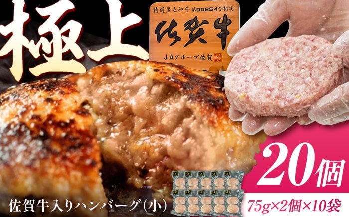 
            佐賀牛入り生ハンバーグ(小) 75g×2個×10袋（真空・個包装） /MKミート武雄 [UEM006] 佐賀牛 ハンバーグ 牛肉 冷凍 はんばーぐ お惣菜 おかず 小分け 個包装
          