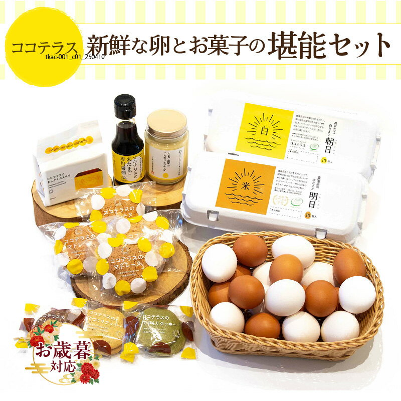 【ふるさと納税】《お歳暮対応可！》ココテラスの新鮮な卵とお菓子の堪能セット たまご用醤油 カステラ マドレーヌ クッキー マヨネーズ たまご 調味料 洋菓子 グルメ スイーツ お取り寄せ 詰め合わせ ギフト 贈り物 プレゼント 送料無料
