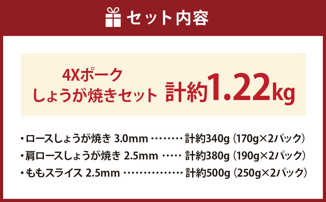 4Xポーク しょうが焼きセット （計約1.22kg）（850）