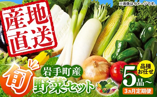 
                  岩手町産の旬野菜セット（5品以上）3ヶ月定期便 野菜 旬 やさい 新鮮 採れたて 詰合せ セット おまかせ 定期便 冷蔵 岩手県 岩手町
                