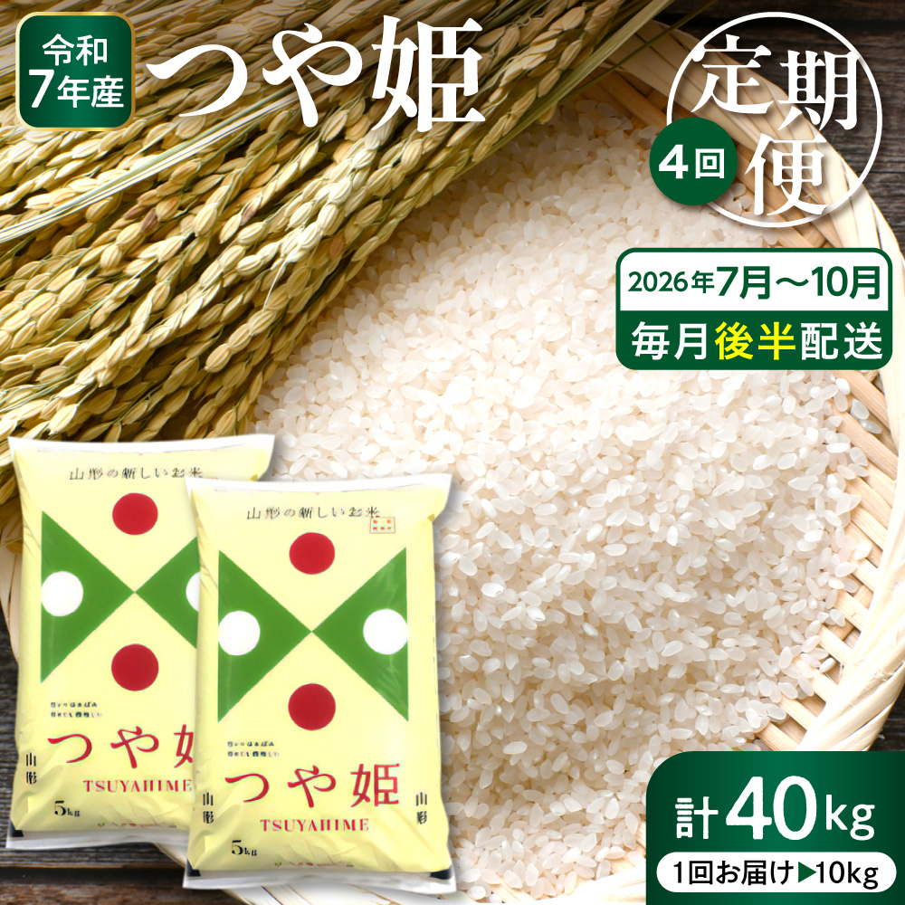 【2026年7月スタート】 特別栽培米 つや姫 10kg×4回(毎月 後半発送) 定期便 山形県 東根市 深瀬商店提供 hi053-069 10kg×4回(後半発送)