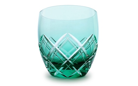 浅草切子 KANA KURITA「重ね矢来オールド エメラルド」木箱入り