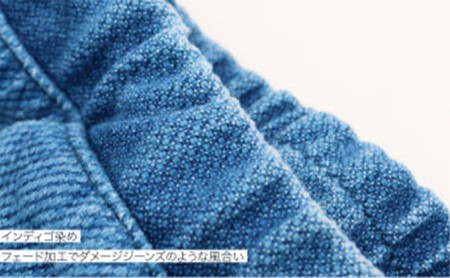 九櫻刺子ハーフパンツ　インディゴ染め L